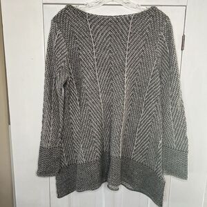 Eight Eight Eight Womens Sweater Top Size L Gray Long Sleeve Scoop Neck Pullover